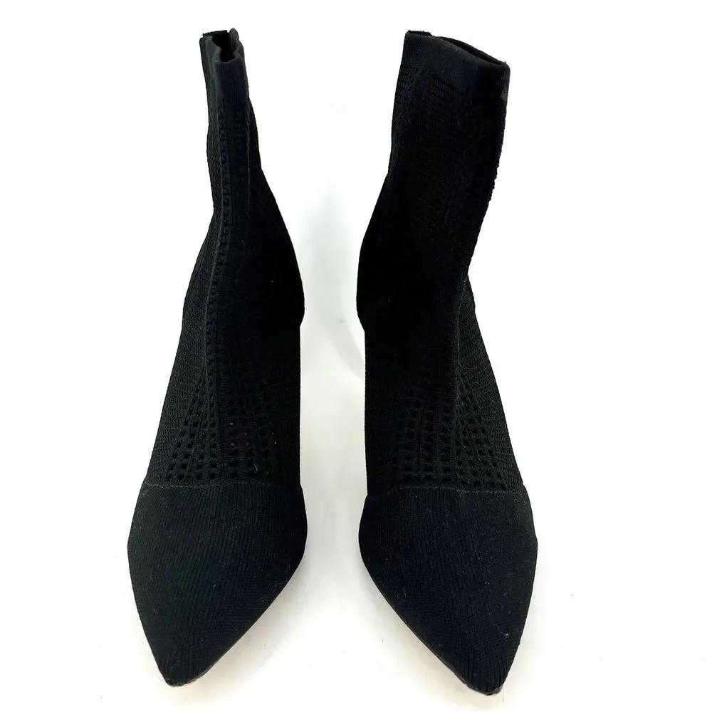 Catherine Malandrino Dnonito Black Knit Ankle Heeled Bootie‎ pointed toe (8.5)